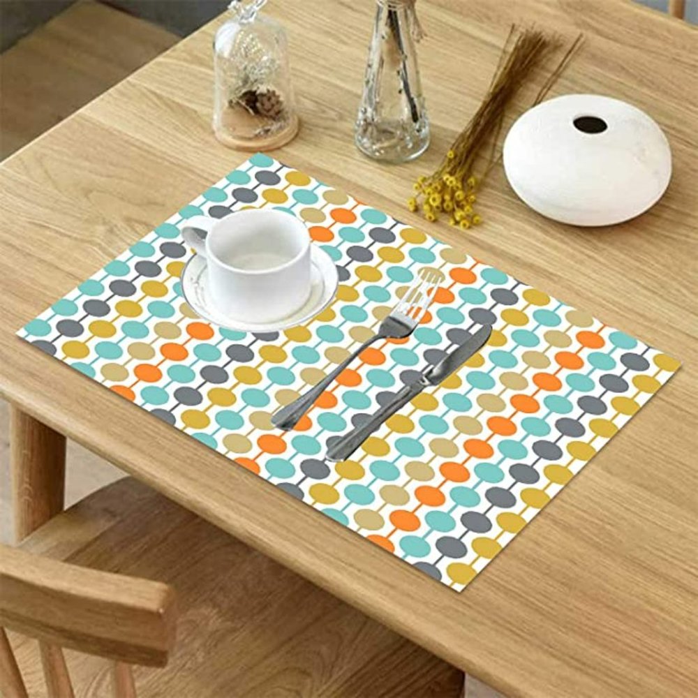 Retro Midcentury Modern Placemats for Dining Table Set of 8
